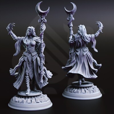 Elf Moon Cleric from DM Stash's Under Darkness set. Total height apx. 61mm. Unpainted resin miniature - image2